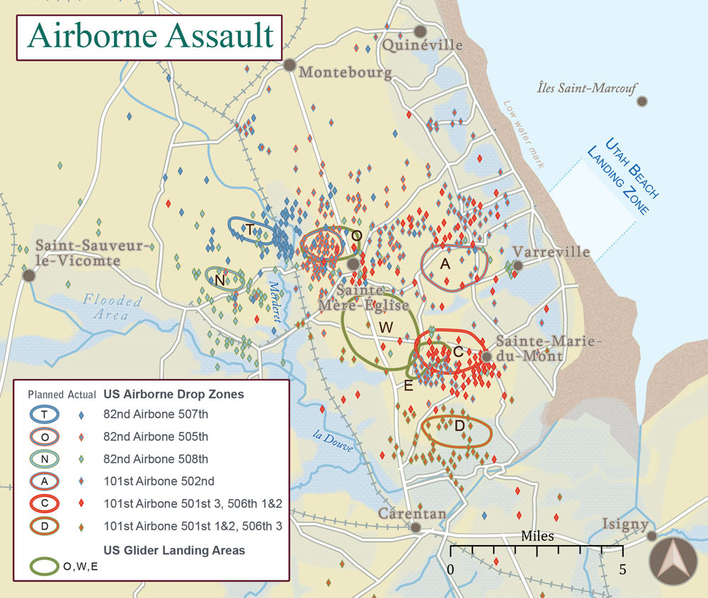 Airborne Assault Map for D-Day, D-Day +75